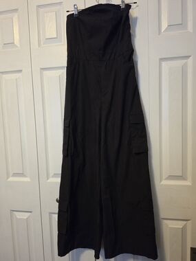 Justify Black Strapless Wide-Leg Jumpsuit with Cargo Pockets